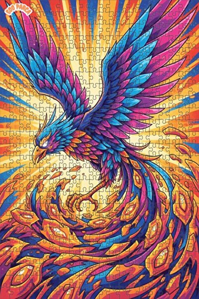 Esranın Dünyası Gorgeous Phoenix Oil Painting Look Double Layer Framed Wooden...