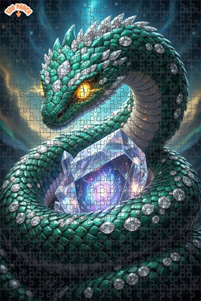 Esranın Dünyası Green Emerald Snake Universe Crystals Art Puzzle 500 Pieces 5...