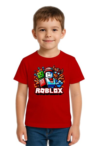 SEDİRLİ تي شيرت روبلوكس مطبوع للأطفال للجنسين، قماش قطني ممشط قطن قطعة