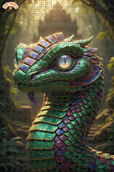 Esranın Dünyası Dragon Eye Oil Painting Lookalike Art Wooden Puzzle Double-La...
