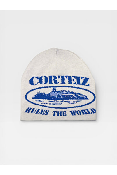 Corteiz Premium Beyaz-Mavi Bere “Rules The World”