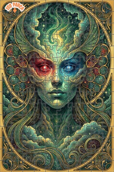 Esranın Dünyası لغز خشبي مؤطر بطبقتين بمظهر لوحة زيتية لامرأة من الكون السحري...