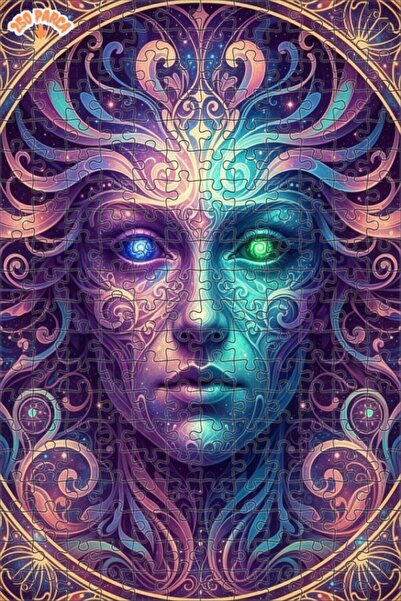 Esranın Dünyası Dream World Woman's Face Printed Oil Painting Double-Layer Fr...