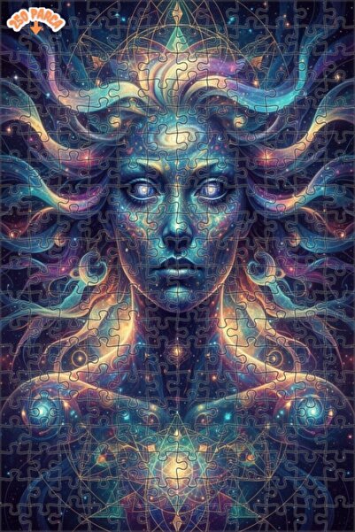 Esranın Dünyası Cosmic Wisdom Female Figure Oil Painting Lookalike Double-Lay...