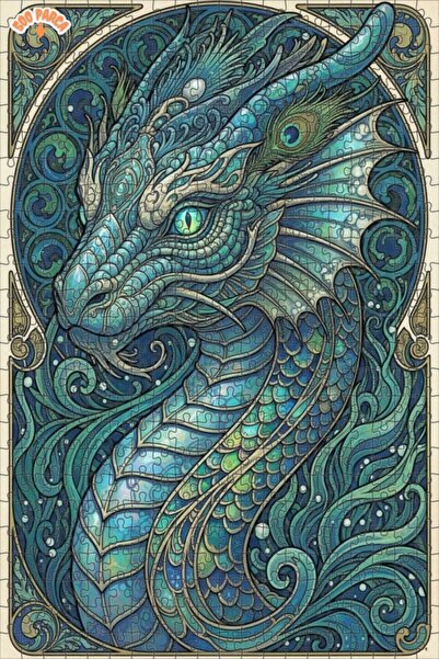 Esranın Dünyası Mystical Dragon Art Double Layer Framed Wooden Puzzle 500 Pie...