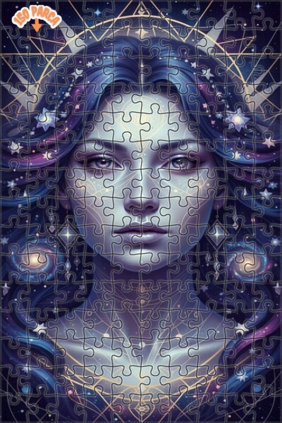 Esranın Dünyası لوحة فنية للمرأة الكونية بمظهر لوحة زيتية، لغز خشبي بإطار مزد...