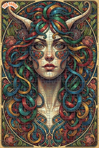 Esranın Dünyası Woman with Magical Hair Oil Painting Look Art Nouveau Wooden ...