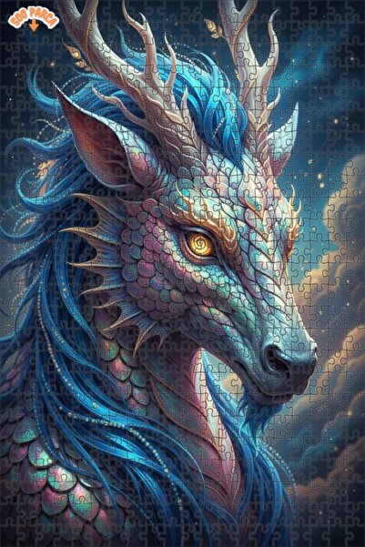 Esranın Dünyası Fairy Tale Dragon Oil Painting Look Double Layer Framed Woode...