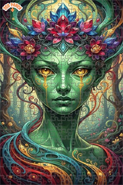 Esranın Dünyası Green Fairy Queen Watercolor Look Wooden Puzzle 250 Pieces 30X30