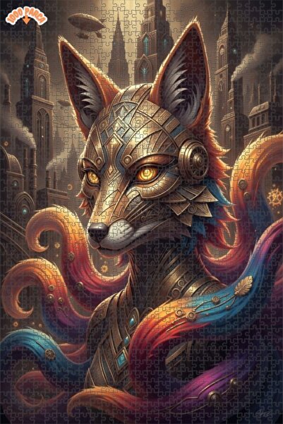 Esranın Dünyası Fantastic Steampunk Mechanical Fox Double-Layer Frame Wooden ...