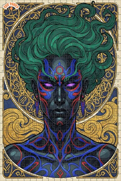 Esranın Dünyası Mysterious Face Oil Painting Lookalike Modern Art Double-Laye...