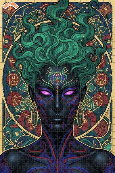 Esranın Dünyası Mysterious Woman Portrait Oil Painting Look Double Layer Fram...