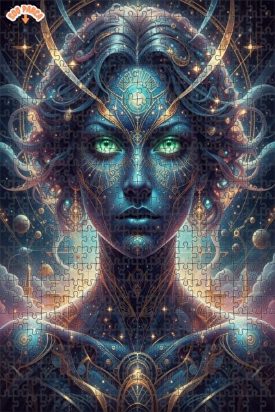 Esranın Dünyası Cosmic Woman Art Print Double-Layer Framed Wooden Puzzle 500 ...