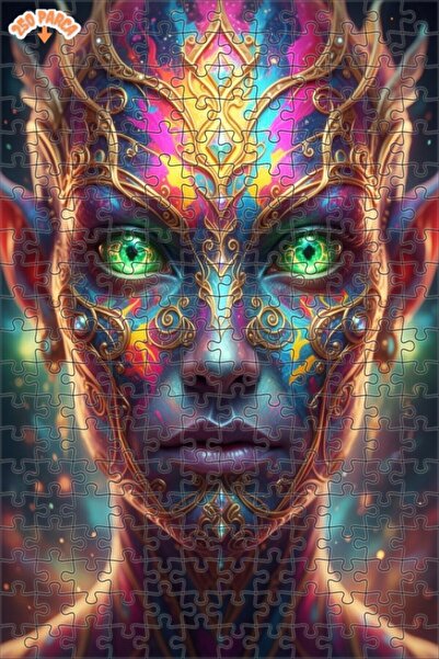 Esranın Dünyası Fantastic Face Patterned Oil Painting Look Wood Puzzle 250 Pi...