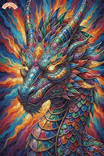 Esranın Dünyası The Dragon of Sublime Colors Oil Painting Look Wooden Puzzle ...