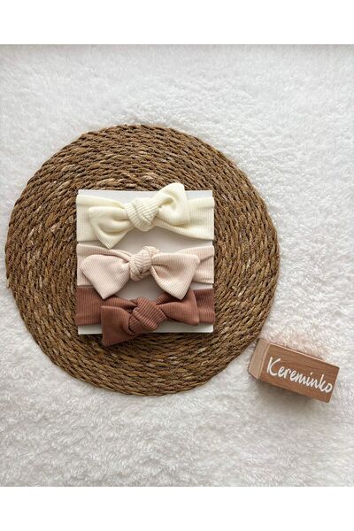 Kereminko Bebek مجموعة من 3 قطع من باندانا الشعر ذات اللون البني للفتيات الصغ...