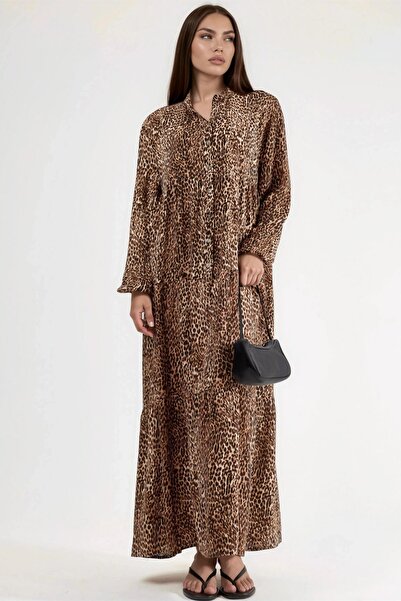 Hiccup Comfort Fit Leopard Printed Piece Maxi Dress