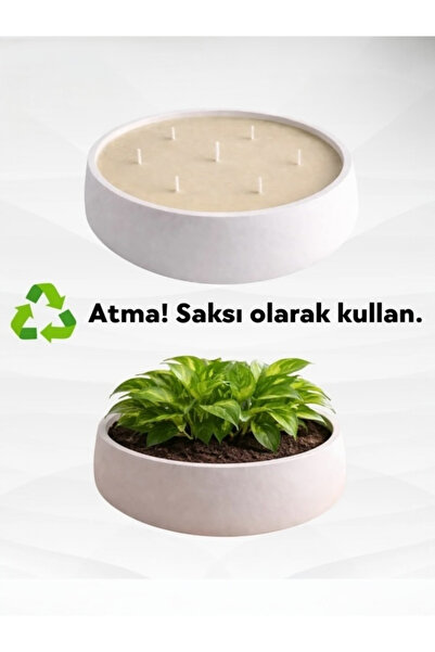 magnocandles El Yapımı 1,5 kg Beton Taş Kase Mum - Büyük Boy, Beyaz, Modern D...