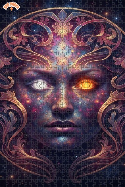 Esranın Dünyası The Face of the Universe Oil Painting Look Double Layer Frame...