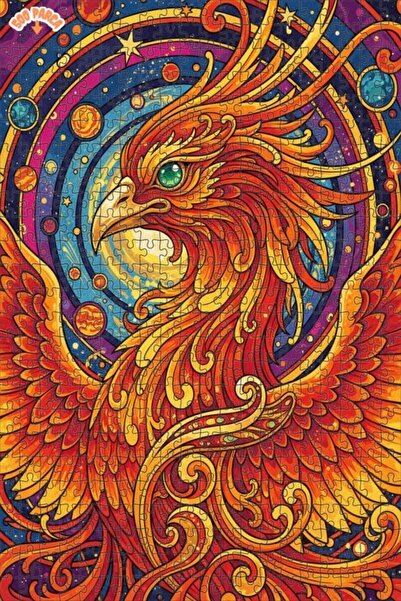 Esranın Dünyası Flaming Wings Cosmic Phoenix Double-Layer Framed Wooden Puzzl...