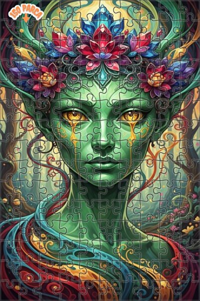 Esranın Dünyası Green Fairy Queen Watercolor Look Wooden Puzzle 150 Pieces 20X30