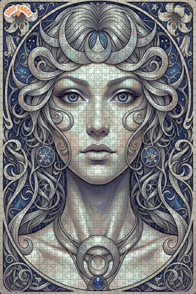 Esranın Dünyası Mystical Moon Goddess Oil Painting Lookalike Double-Layer Fra...