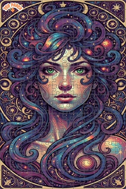Esranın Dünyası Cosmic Woman Illustration C Double-Layer Framed Wooden Puzzle...