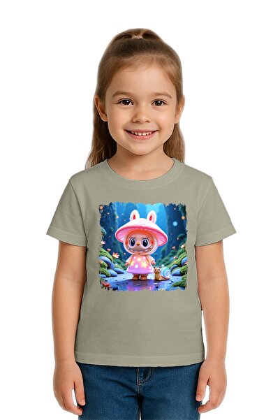 SEDİRLİ Unisex Labubu Printed Children's T-Shirt Cotton Count Combed Cotton F...