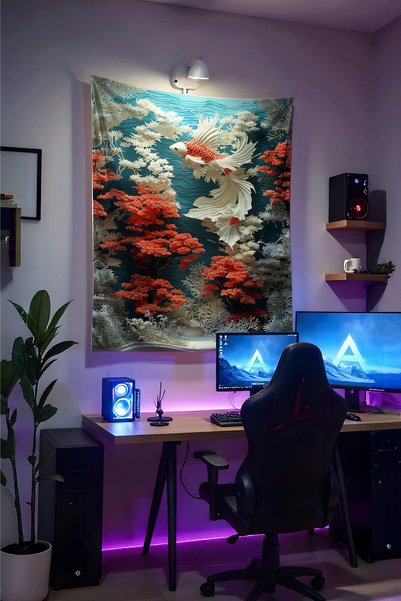 Charmbi Peaceful Sea Gamer Room Wall Covering – Anime & Fantasy Design, Setup Decor, Large Size