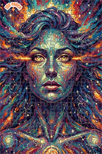 Esranın Dünyası Space Themed Oil Painting Lookalike Female Portrait Double-La...