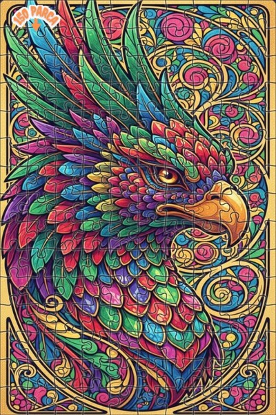 Esranın Dünyası Color Wheel Eagle Art Double-Layer Framed Wooden Puzzle 150 P...