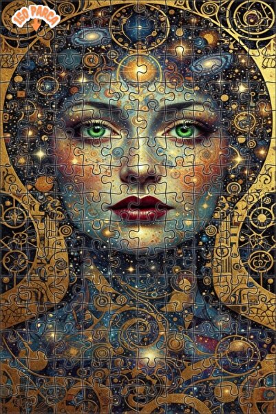 Esranın Dünyası لغز خشبي لصورة امرأة فلكية طباعة رقمية بإطار مزدوج الطبقات قط...