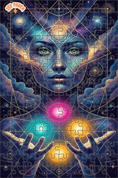 Esranın Dünyası Cosmic Energy Radiating Woman Figure Oil Painting Double-Laye...