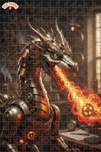 Esranın Dünyası Mechanical Dragon Oil Painting Look Steampunk Double-Deck Fra...