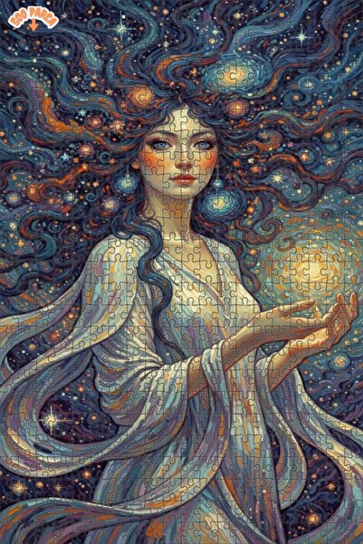 Esranın Dünyası Galactic Woman Oil Painting Look Wooden Puzzle 500 Pieces 50X30