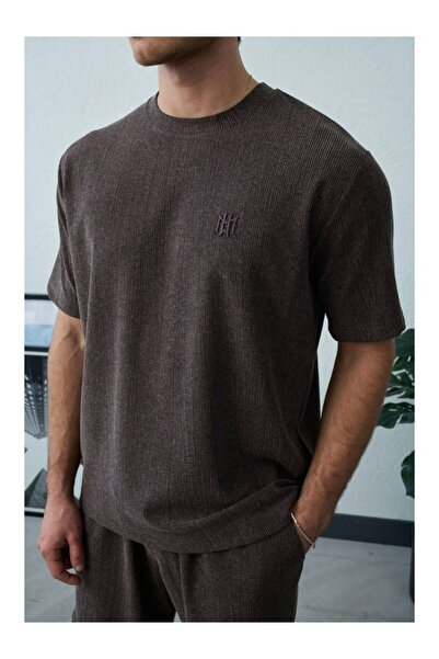 perasttesktil Tricou obișnuit pentru bărbați, din țesătură Gofre, cu broderie...