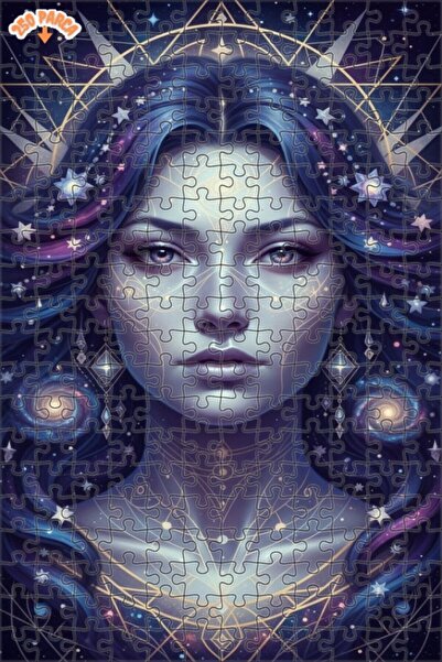 Esranın Dünyası Cosmic Woman Portrait Oil Painting Look Double Layer Framed W...