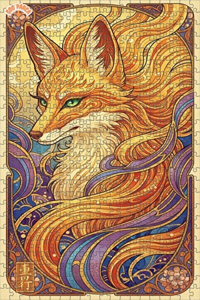 Esranın Dünyası Fairy Tale Fire Fox Oil Painting Lookalike Double-Layer Frame...