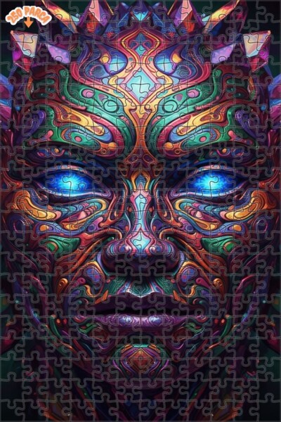 Esranın Dünyası Psychedelic Face Patterned Oil Painting Lookalike Wooden Puzz...