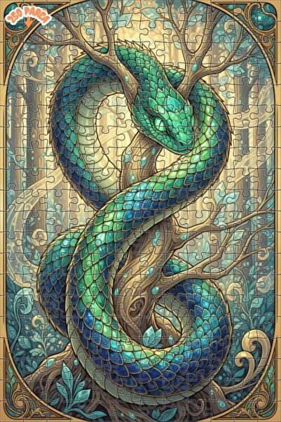 Esranın Dünyası Green Dragon Forest Art Double-Layer Framed Wooden Puzzle 250...