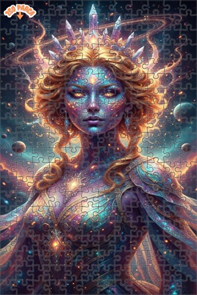 Esranın Dünyası Galactic Queen Oil Painting Look Double Layer Framed Wooden P...