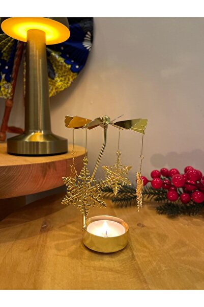 serce KARTANESİ GOLD DEKORATİF ISI İLE DÖNEN MUMLUK