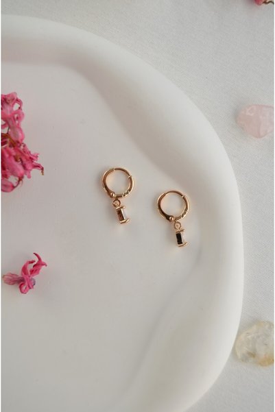 Sacce Scarves&Accessories Mini Hoop Earrings with Baguette Stones – Minimal Zircon Earrings
