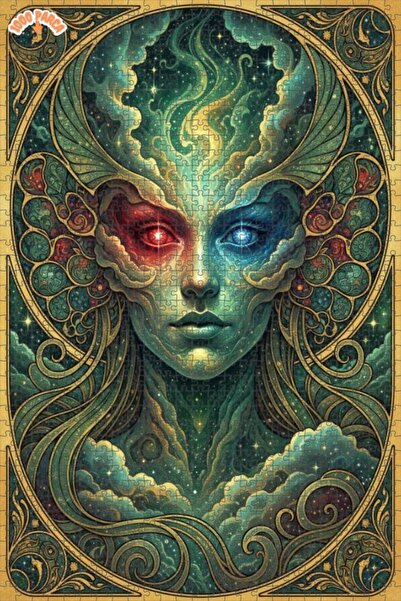 Esranın Dünyası لغز خشبي مؤطر بطبقتين بمظهر لوحة زيتية لامرأة من الكون السحري...