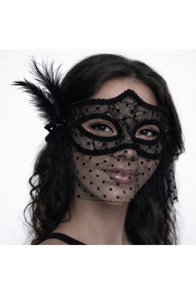 Leyaton Lwlhmrs-Ieg Ieg ™   Black Lace Tulle Pack Party Mask with Veil