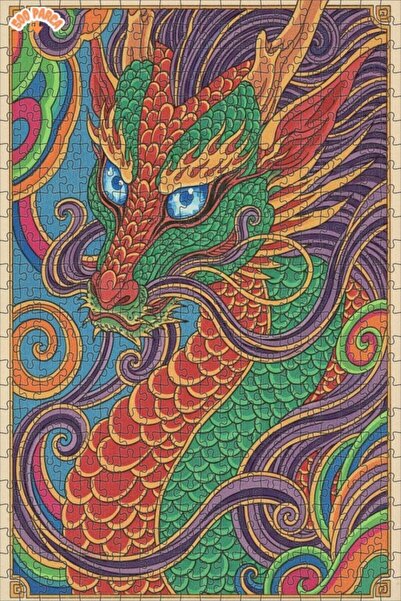 Esranın Dünyası Dragon Art Double Layer Framed Wooden Puzzle 500 Pieces 50X30