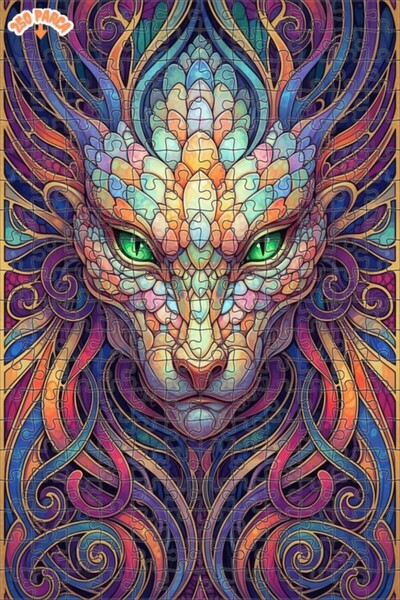 Esranın Dünyası Dragon Pattern Modern Art Double-Layer Framed Wooden Puzzle 2...