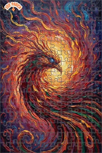 Esranın Dünyası Phoenix Oil Painting Look Double Layer Framed Wooden Puzzle 1...
