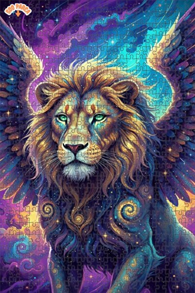 Esranın Dünyası Winged Lion Dream Art Double-Layer Framed Wooden Puzzle 500 P...