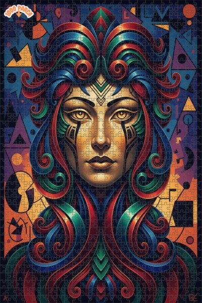 Esranın Dünyası Mysterious Woman Portrait Oil Painting Look Double Layer Fram...